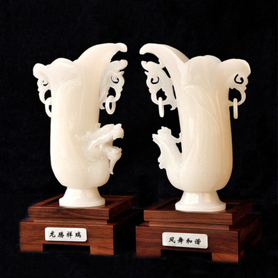 天然玉石工藝禮品 龍鳳花瓶玉器擺件 高檔商務(wù)禮品廠(chǎng)家批發(fā) 圖片_高清大圖 - 阿里巴巴